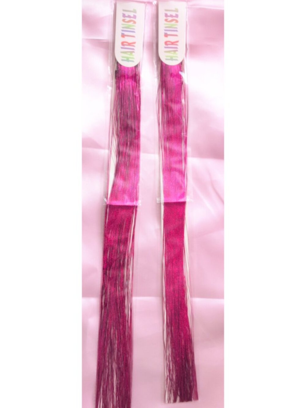 Pink Hair Tinsel Clip In Glitter Weft 24 Inches Extension 18PC NWT Gyaru McBling